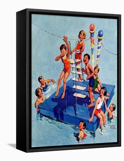 "Children on Swimming Platform,"July 1, 1931-William Meade Prince-Framed Premier Image Canvas