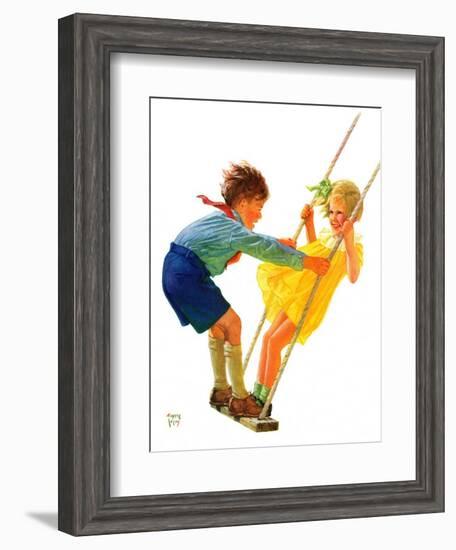 "Children on Swing,"June 22, 1935-Eugene Iverd-Framed Giclee Print