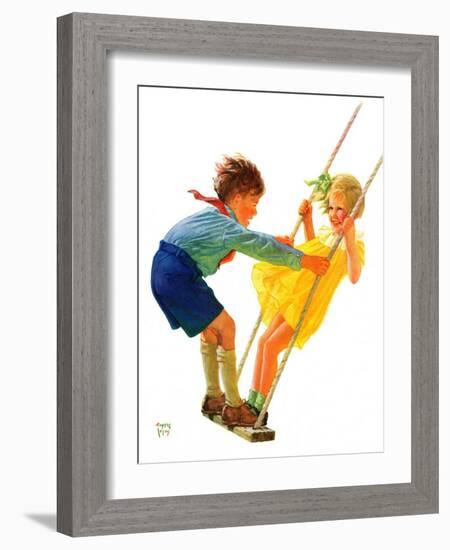 "Children on Swing,"June 22, 1935-Eugene Iverd-Framed Giclee Print