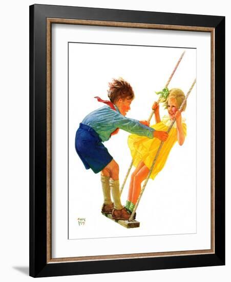 "Children on Swing,"June 22, 1935-Eugene Iverd-Framed Giclee Print