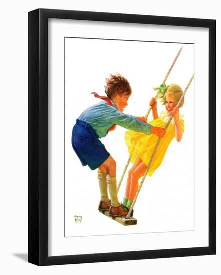 "Children on Swing,"June 22, 1935-Eugene Iverd-Framed Giclee Print