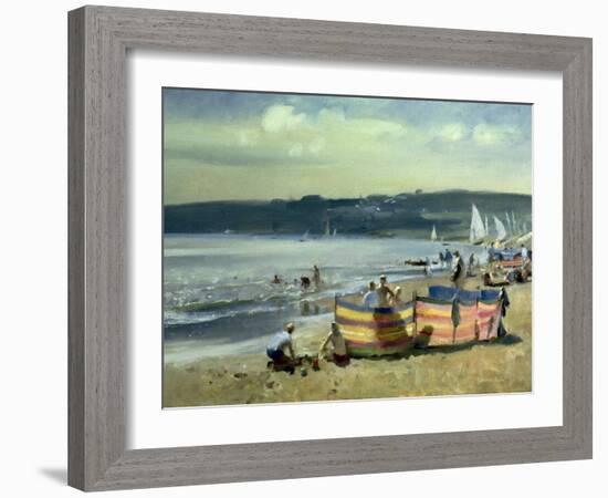 Children on the Beach at Abersoch-Trevor Chamberlain-Framed Giclee Print