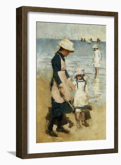 Children on the Beach, C.1891 (Oil on Canvas)-Stanhope Alexander Forbes-Framed Giclee Print
