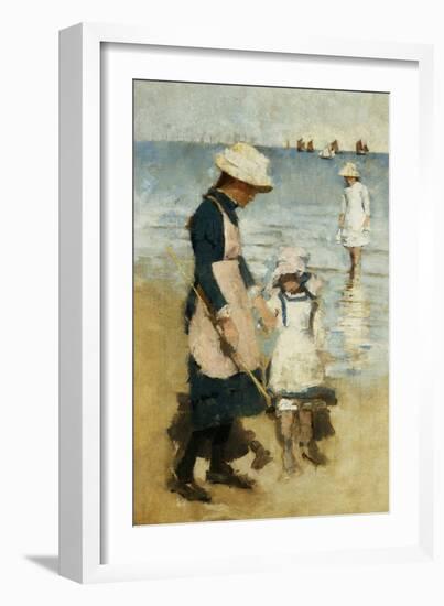 Children on the Beach, C.1891 (Oil on Canvas)-Stanhope Alexander Forbes-Framed Giclee Print