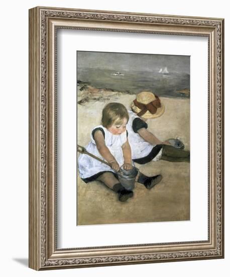 Children on the Beach-Mary Cassatt-Framed Giclee Print