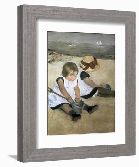 Children on the Beach-Mary Cassatt-Framed Giclee Print