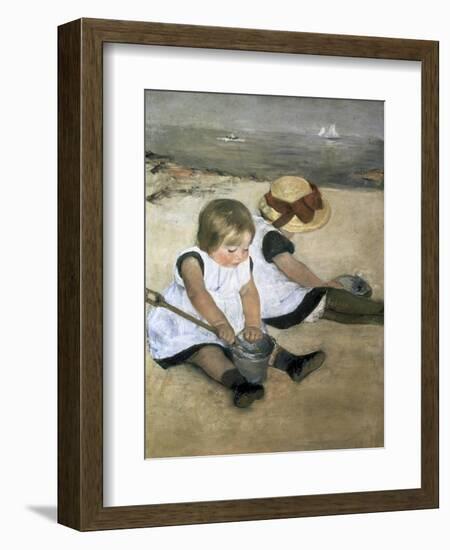 Children on the Beach-Mary Cassatt-Framed Giclee Print