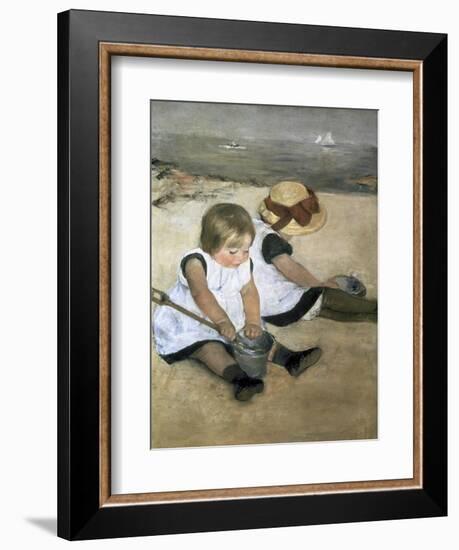 Children on the Beach-Mary Cassatt-Framed Giclee Print