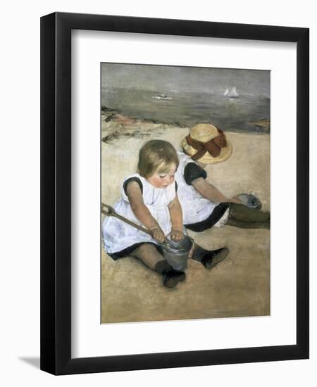 Children on the Beach-Mary Cassatt-Framed Giclee Print