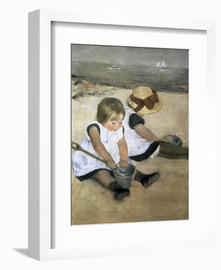 Children on the Beach-Mary Cassatt-Framed Giclee Print