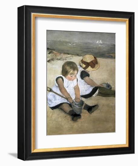 Children on the Beach-Mary Cassatt-Framed Giclee Print