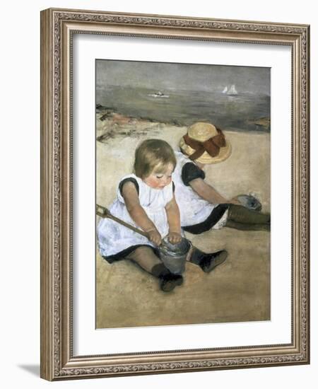 Children on the Beach-Mary Cassatt-Framed Giclee Print