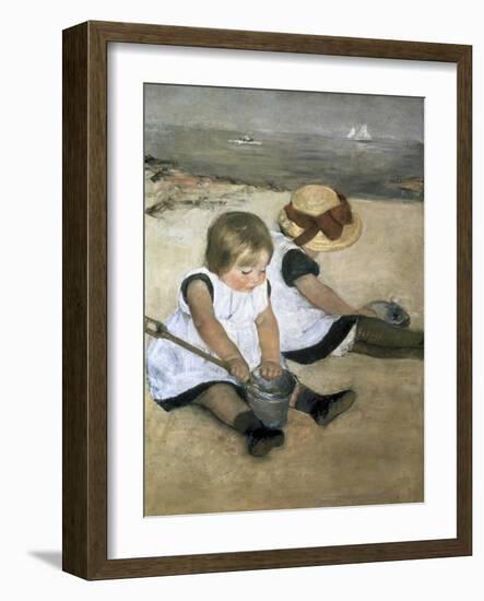 Children on the Beach-Mary Cassatt-Framed Giclee Print