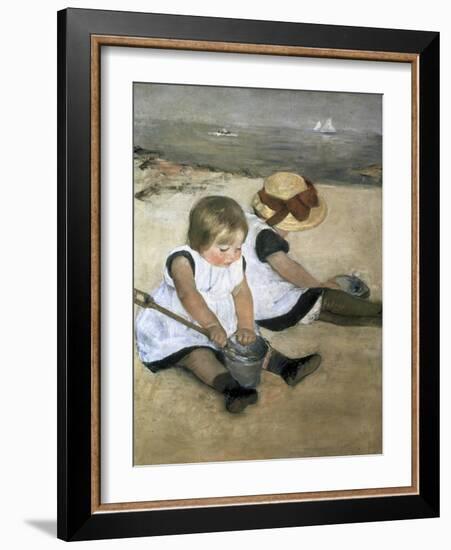 Children on the Beach-Mary Cassatt-Framed Giclee Print