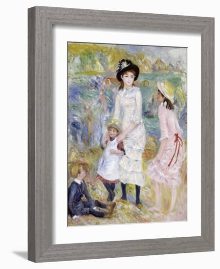 Children on the Seashore, Guernsey-Pierre-Auguste Renoir-Framed Giclee Print