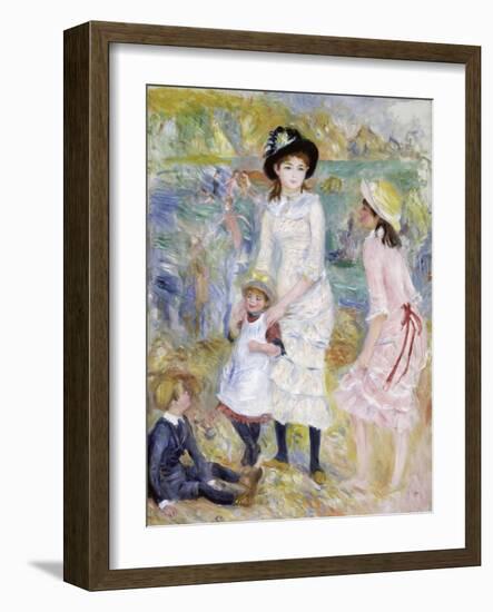 Children on the Seashore, Guernsey-Pierre-Auguste Renoir-Framed Giclee Print