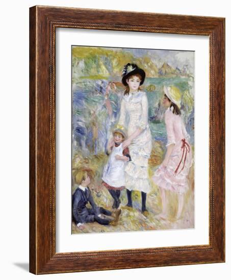 Children on the Seashore, Guernsey-Pierre-Auguste Renoir-Framed Giclee Print