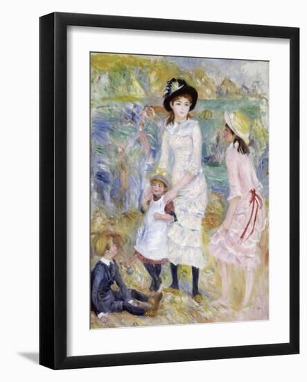 Children on the Seashore, Guernsey-Pierre-Auguste Renoir-Framed Giclee Print