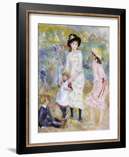 Children on the Seashore, Guernsey-Pierre-Auguste Renoir-Framed Giclee Print