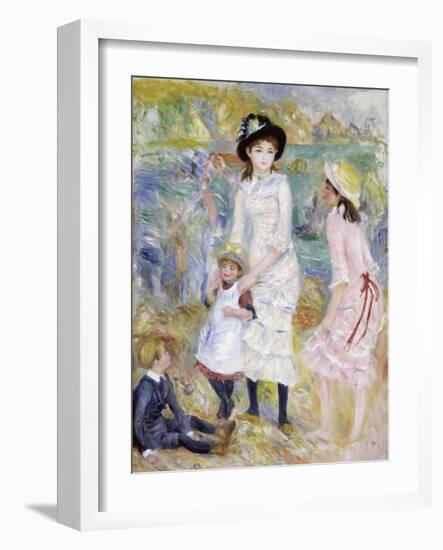 Children on the Seashore, Guernsey-Pierre-Auguste Renoir-Framed Giclee Print