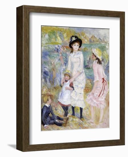 Children on the Seashore, Guernsey-Pierre-Auguste Renoir-Framed Giclee Print