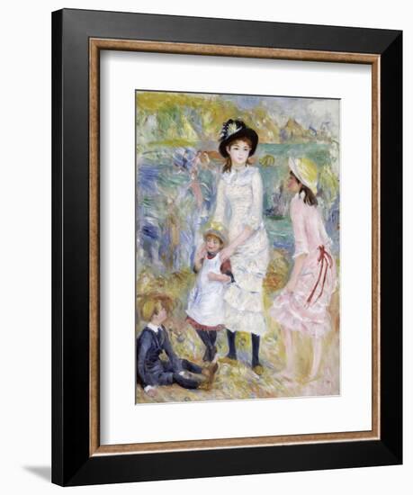 Children on the Seashore, Guernsey-Pierre-Auguste Renoir-Framed Giclee Print