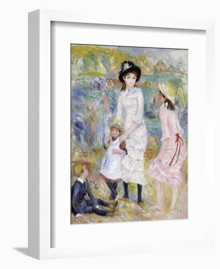 Children on the Seashore, Guernsey-Pierre-Auguste Renoir-Framed Giclee Print