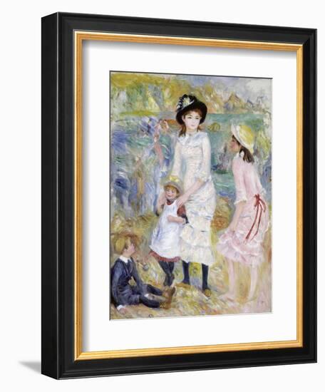 Children on the Seashore, Guernsey-Pierre-Auguste Renoir-Framed Giclee Print