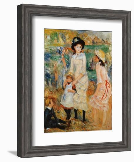 Children on the Seashore, Guernsey-Pierre-Auguste Renoir-Framed Giclee Print