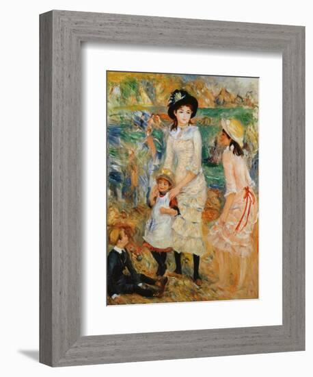 Children on the Seashore, Guernsey-Pierre-Auguste Renoir-Framed Giclee Print