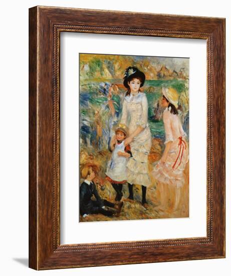 Children on the Seashore, Guernsey-Pierre-Auguste Renoir-Framed Giclee Print