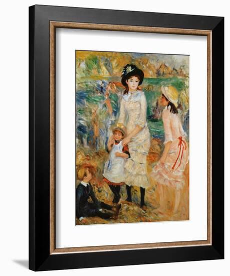 Children on the Seashore, Guernsey-Pierre-Auguste Renoir-Framed Giclee Print