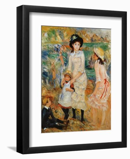 Children on the Seashore, Guernsey-Pierre-Auguste Renoir-Framed Giclee Print