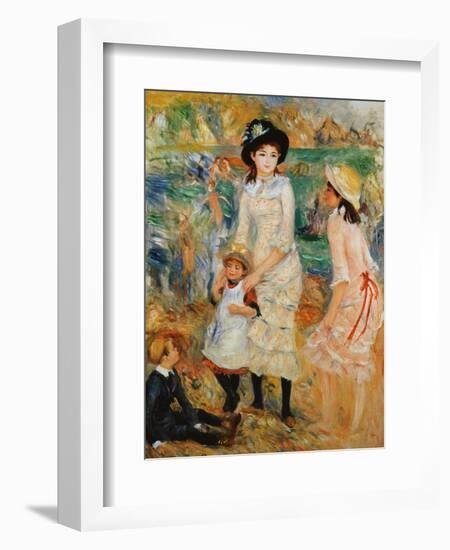 Children on the Seashore, Guernsey-Pierre-Auguste Renoir-Framed Giclee Print