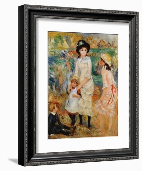 Children on the Seashore, Guernsey-Pierre-Auguste Renoir-Framed Giclee Print