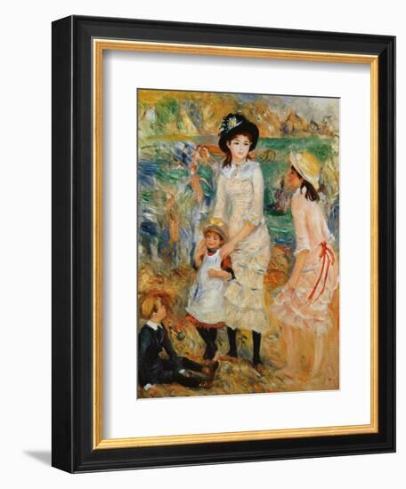 Children on the Seashore, Guernsey-Pierre-Auguste Renoir-Framed Giclee Print