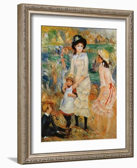 Children on the Seashore, Guernsey-Pierre-Auguste Renoir-Framed Giclee Print