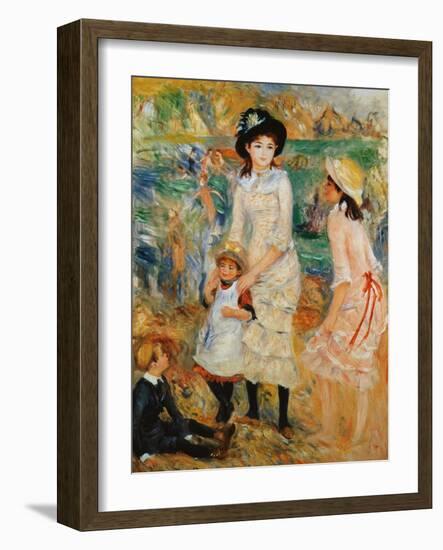 Children on the Seashore, Guernsey-Pierre-Auguste Renoir-Framed Giclee Print