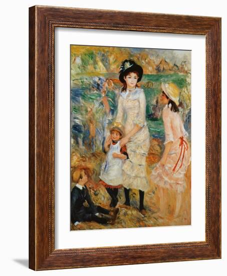 Children on the Seashore, Guernsey-Pierre-Auguste Renoir-Framed Giclee Print