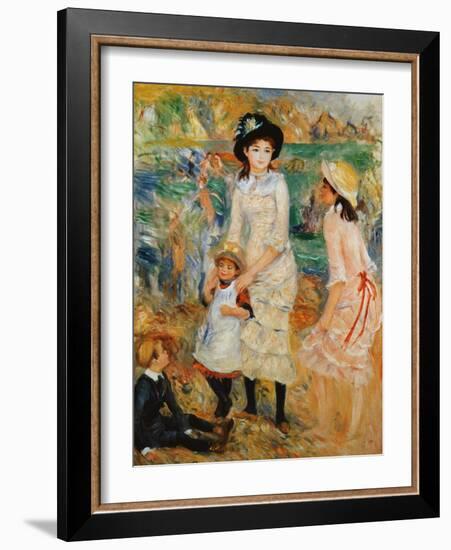 Children on the Seashore, Guernsey-Pierre-Auguste Renoir-Framed Giclee Print