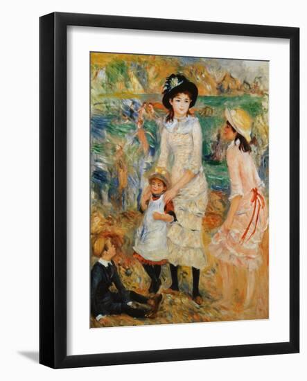 Children on the Seashore, Guernsey-Pierre-Auguste Renoir-Framed Giclee Print