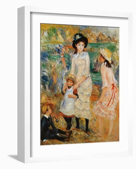 Children on the Seashore, Guernsey-Pierre-Auguste Renoir-Framed Giclee Print