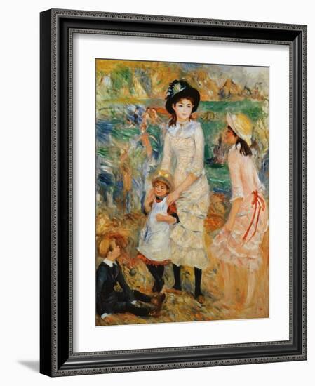 Children on the Seashore, Guernsey-Pierre-Auguste Renoir-Framed Giclee Print