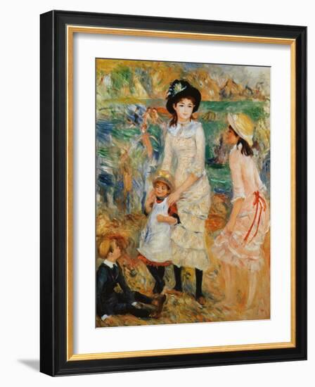 Children on the Seashore, Guernsey-Pierre-Auguste Renoir-Framed Giclee Print