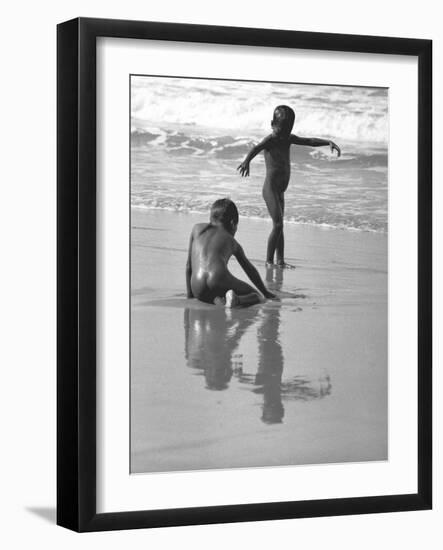 Children, One in Zorba-Like Dancing Pose at Versova Beach-null-Framed Photographic Print