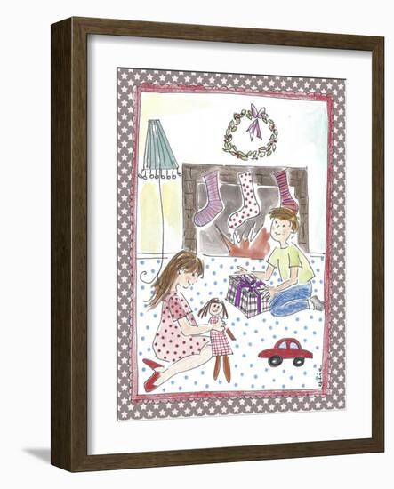 Children Opening Christmas Gifts-Effie Zafiropoulou-Framed Giclee Print