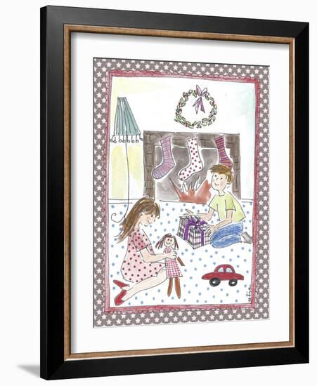 Children Opening Christmas Gifts-Effie Zafiropoulou-Framed Giclee Print