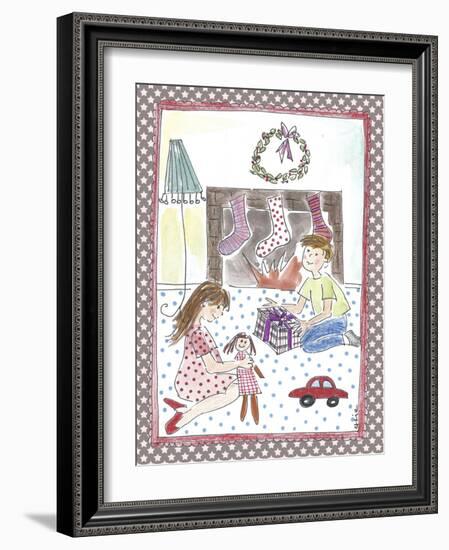 Children Opening Christmas Gifts-Effie Zafiropoulou-Framed Giclee Print