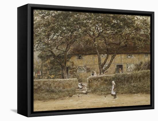 Children Outside a Cottage-Helen Allingham-Framed Premier Image Canvas