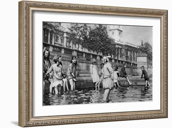 Children Paddling in the Fountains at Trafalgar Square, London, 1926-1927-Whiffin-Framed Giclee Print